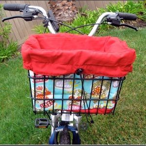 BICYCLE BASKET LINER RED SKULLS /& BONES REVERSABLE NEW!